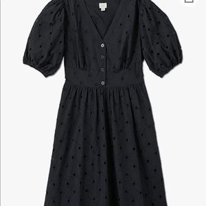 Black puff sleeve eyelet dress